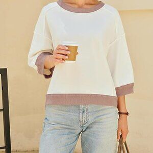 Oversized Elbow Sleeve Crewneck Sweatshirt
